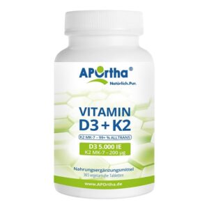 Aportha Vitamine D3 5.000 IE + Natto Vitamin K2 MK-7 Cyclo® 200 µg