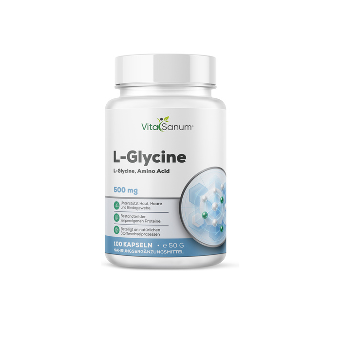 VitaSanum® L-Glycin – 2 Kapseln Tagesportion mit 500 mg L-Glycin VitaSanum® L-Glycin – 2 Kapseln Tagesportion mit 500 mg L-Glycin