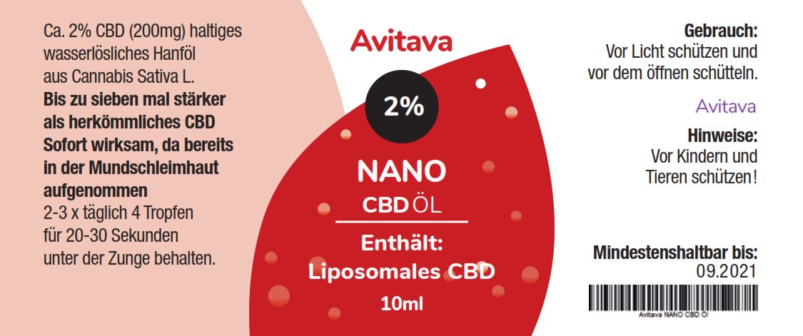 NANO 2% THC-freies und wasserlösliches CBD Öl