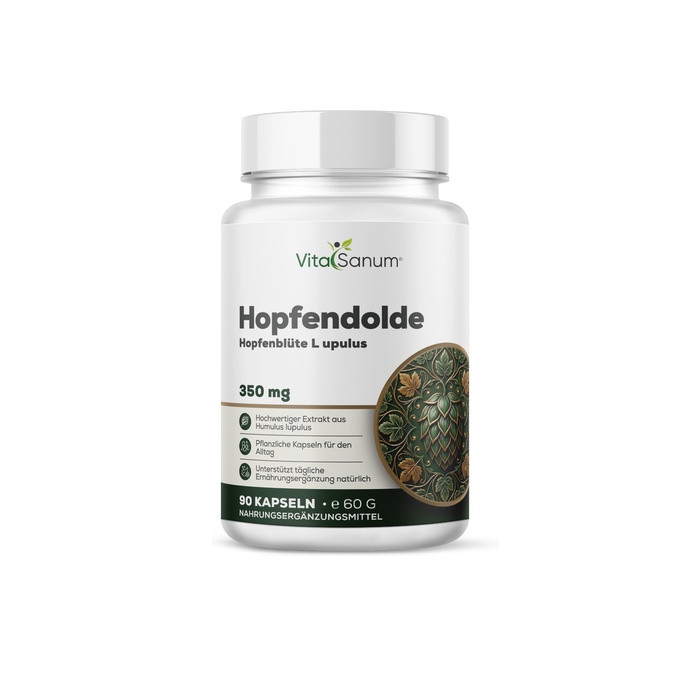 VitaSanum® – Hopfendolde (Humulus lupulus) – 350 mg – 90 vegane Kapseln VitaSanum® – Hopfendolde (Humulus lupulus) – 350 mg – 90 vegane Kapseln