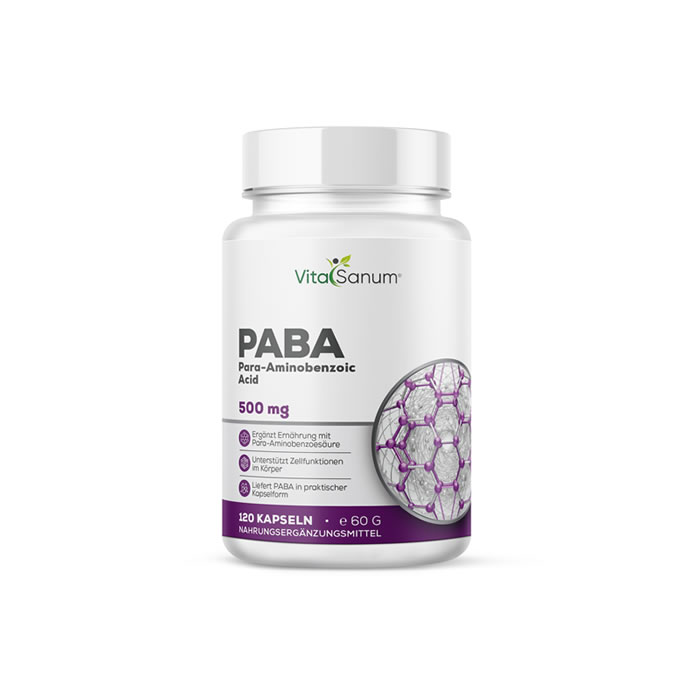 VitaSanum®- PABA (Para-Aminobenzoesäure) 500 mg 120 Kapseln VitaSanum®- PABA (Para-Aminobenzoesäure) 500 mg 120 Kapseln