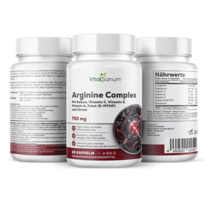 VitaSanum® Arginine Complex – 1900 mg L-Arginin Tagesportion – 60 Kapseln