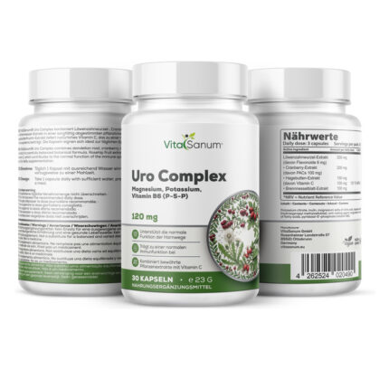 VitaSanum® Uro Complex – Cranberry, Löwenzahn, Hagebutte & Brennnessel – 30 Kapseln