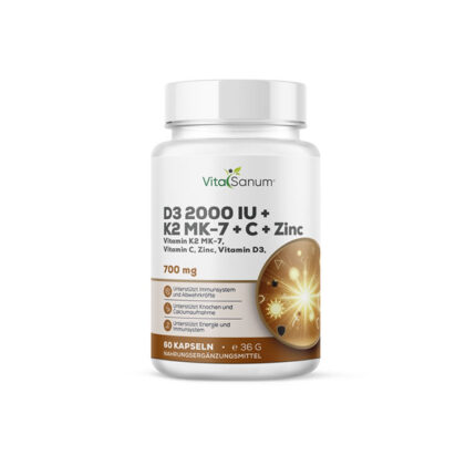 VitaSanum® - D3 2000 IU + K2 MK-7 + C + Zinc – 60 Kapseln