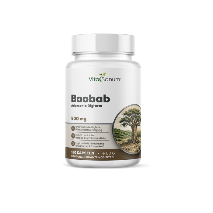 VitaSanum® Baobab (Adansonia digitata) – 1500 mg Tagesportion – 120 Kapseln VitaSanum® Baobab (Adansonia digitata) – 1500 mg Tagesportion – 120 Kapseln