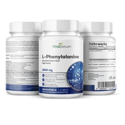 VitaSanum® L-Phenylalanin 1500 mg – 2 Kapseln Tagesportion – 120 Kapseln